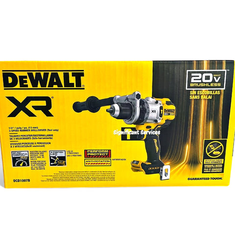 DeWALT DCD1007B 20V Cordless 3-Speed Brushless Hammer Drill Driver 20 Volt XR