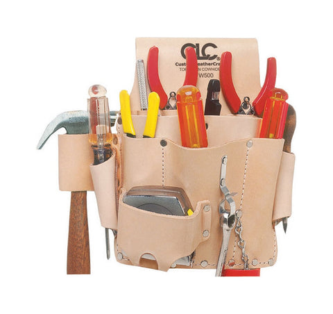 CLC Custom Leathercraft W500 Electrician's Tool Pouch, Heavy Duty, 8-Pocket, Tan