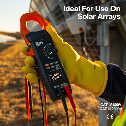 Klein Tools CL910 2000V 2000A AC/DC Auto-Ranging Digital Clamp Meter with TRMS, Worklight, Backlit Display, Solar Panel Wind Turbine High Voltage Testing