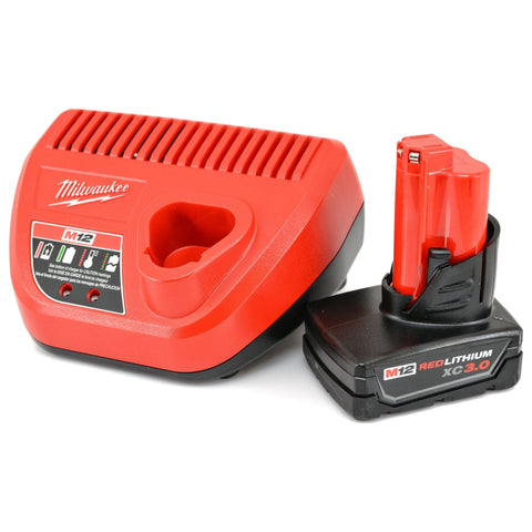 Milwaukee M12 XC 3.0 AH REDLITHIUM Battery Pack 48-11-2402 48-59-2401 Charger