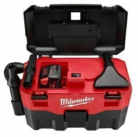 Milwaukee M18 2 Gal. 18-Volt Lithium-ion Cordless Wet/Dry Vacuum (Tool-Only), 2.8 Amp Motor, Lightweight, Tool-Box Style for Effortless Transport and Storage