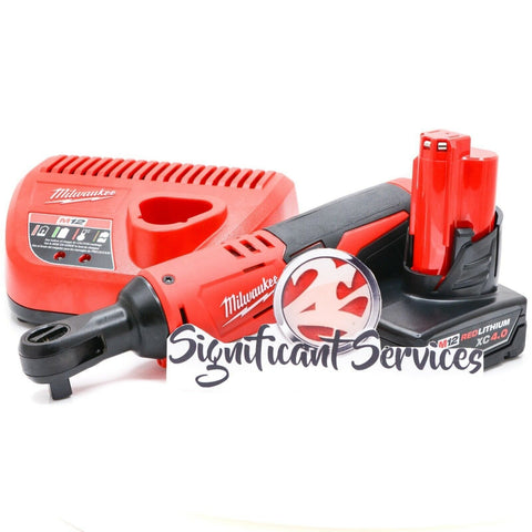 New Milwaukee 2457-20 M12 12V 3/8" Li-Ion Cordless Ratchet 4.0 AH Battery Kit
