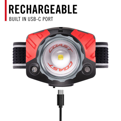 Coast FL85R 1000 Lumen Tri-Color Focusing Rechargeable LED Headlamp