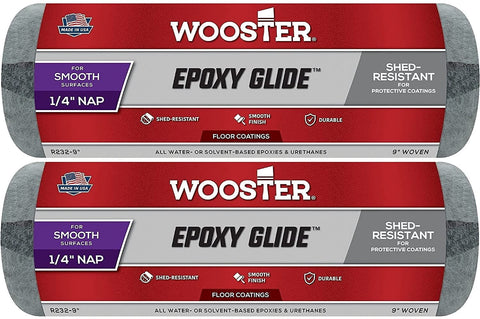 Wooster R232-9 Epoxy Glide Roller Cover 9 in 1/4 in Nap, 2 Pack, Shed Resistant