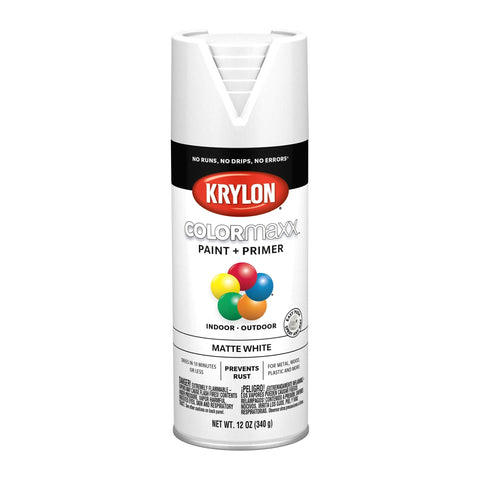 Krylon K05591007COLORmaxx Spray Paint and Primer for Indoor/Outdoor Use, Matte White, 12 Ounce (Pack of 1)