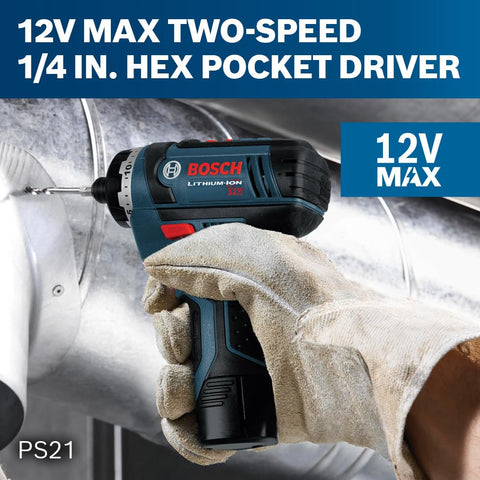 BOSCH PS21N 12V Max Two-Speed Pocket Driver (Bare Tool)