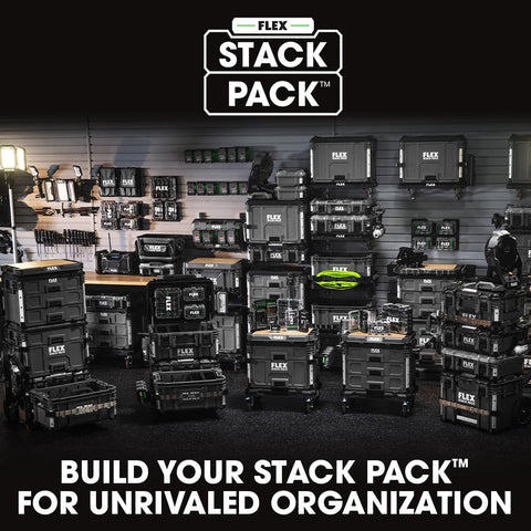 Flex FS1101 Stack Pack Rolling Tool Box with Telescoping Handle Heavy Duty