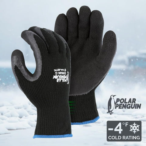 Majestic Polar Penguin 3396BK Medium Winter Black Latex Coated Palm Gloves 12pk