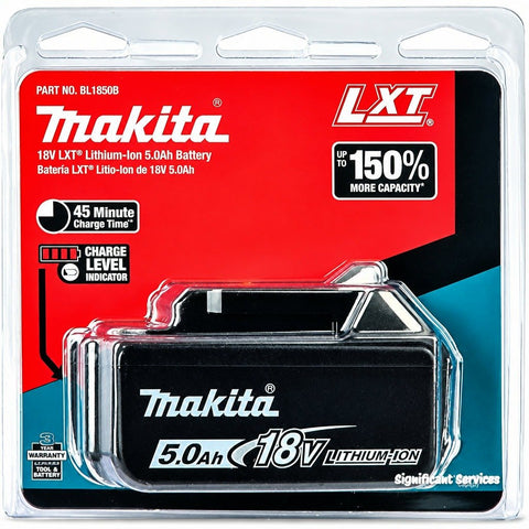Makita BL1850B 18V LXT Lithium-Ion 5.0Ah Rechargeable Power Tool Battery