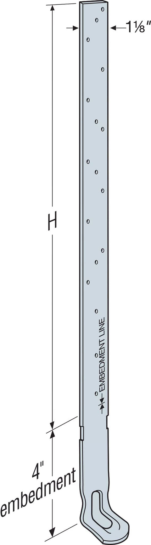 Simpson Strong-Tie HETA20 HETA 20-in. Galvanized Heavy Embedded Truss Anchor...