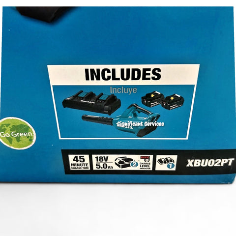New Makita XBU02PT 18V X2 LXT (36V) Brushless Cordless Li-ion 5.0 Ah Blower Kit