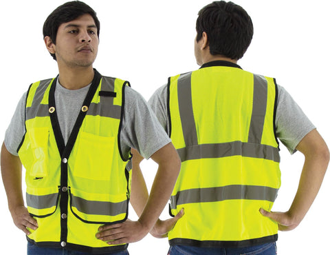 Majestic 75-3208 Fabric High Visibility Heavy Duty Orange Mesh Vest Large