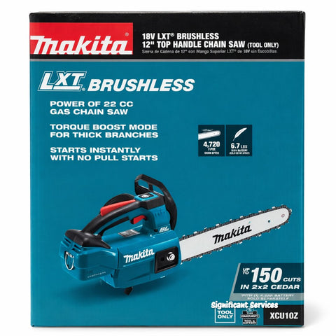 Makita XCU10Z 18V LXT Lithium-Ion Brushless Cordless 12" Top Handle Chain Saw Tool Only