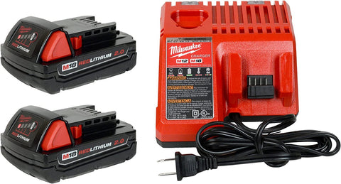 Milwaukee 48-59-1812 12V/18V Battery Charger and (2) 48-11-1820 18V 2.0Ah Batter