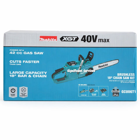 Makita GCU06T1 XGT 18" 40V max Brushless Electric Cordless Battery Chainsaw Kit