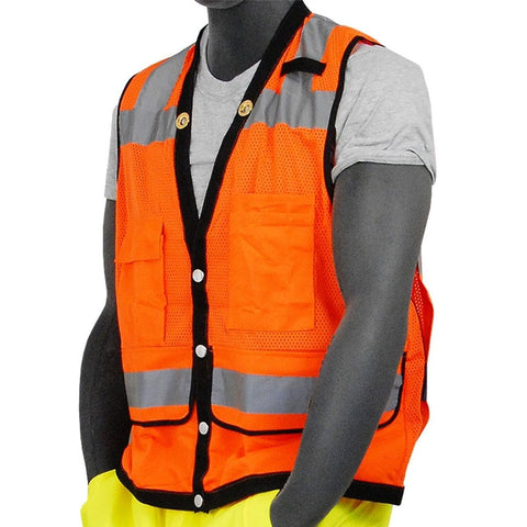 Majestic 75-3208 Fabric High Visibility Heavy Duty Orange Mesh Vest Large