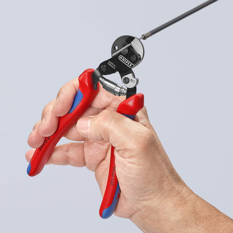 KNIPEX 95 62 16 Wire Rope Shears 6 1/4" in. High Strength Wire Cutter, Burnished