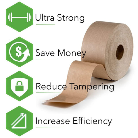 CURBY IPG Water-Activated Tape, 2.83" x 100M Refill Roll (4-Pack), Tan (CBIWAT)