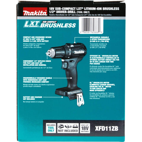 MAKITA XFD11ZB 18V LXT Li-Ion Brushless Cordless 1/2" Driver Drill