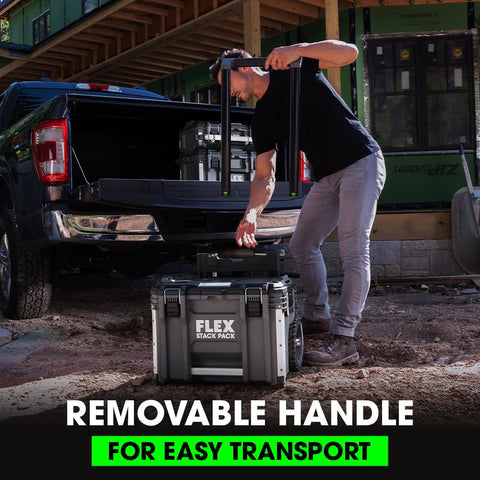 Flex FS1101 Stack Pack Rolling Tool Box with Telescoping Handle Heavy Duty