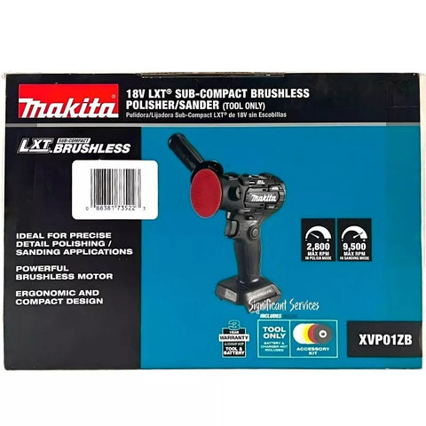 Makita XVP01ZB Lithium‑Ion Sub-Compact Brushless Cordless 3" Polisher 2" Sander