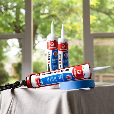 Red Devil 084640 Window & Door Siliconized Acrylic Caulk, 10.1 oz, Pack of 1, Br