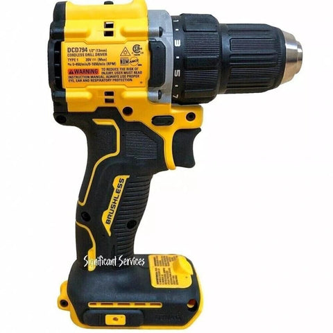 New DeWALT DCD794B 20V MAX ATOMIC Brushless 1/2 Drill Driver 2.0 Ah Battery Kit
