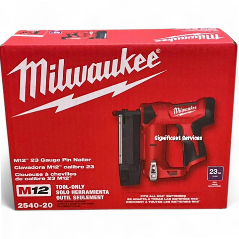 Milwaukee 2540-20 M12 12V 23 Gauge Compact Cordless Pin Nailer Bare Tool