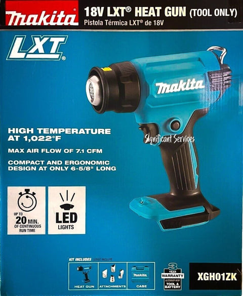 Makita XGH01ZK 18V LXT Li-Ion Cordless Battery Heat Gun 4 Attachments
