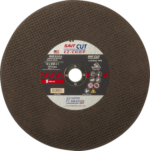 United Abrasives- SAIT 24034 12-Inch x 3/32-Inch x 1-Inch 5100 Max RPM Type 1 EZ-Chop Saw Wheel, 10-Pack