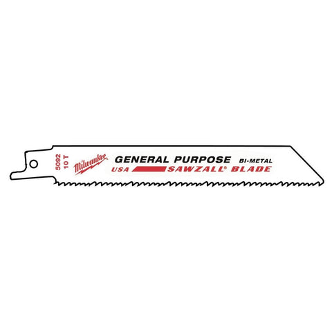 6" L Reciprocating Saw Blade, 10 TPI