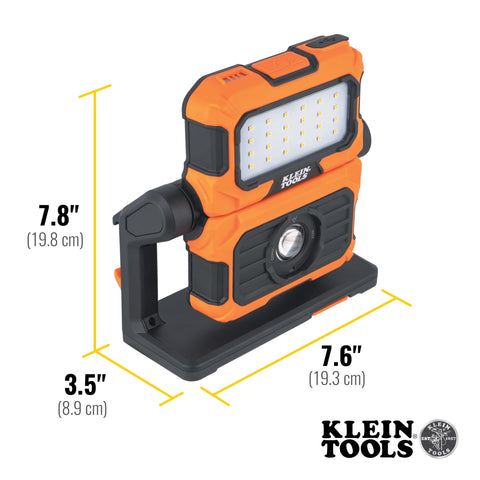 KLEIN TOOLS 56417 Rechargeable LED Work Light, 3000-Lumens, Portable Magnetic Work Light with 6 Modes, 360-Degree Rotation, Compatible with MODbox Rail System