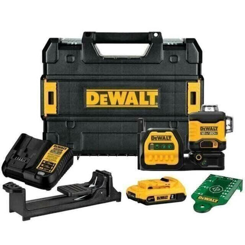 DEWALT DCLE34030G 20V MAX XR 3 X 360 Cross-Line Green Laser Level 2.0 Ah Kit