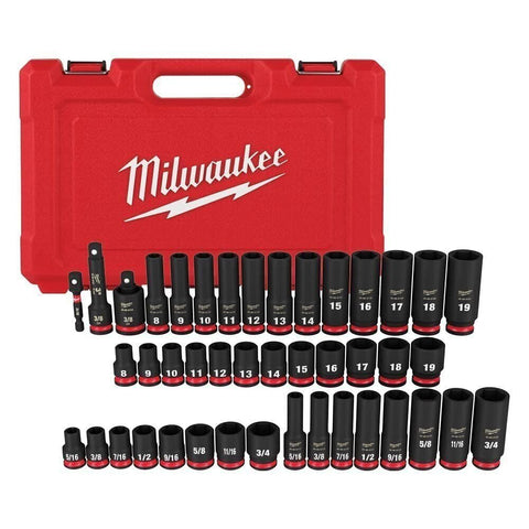 Milwaukee 49-66-7009 43PC Shockwave Impact Socket Set Metric/SAE 6 Pt 3/8"