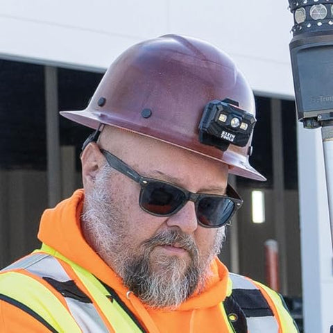 Klein 60447 Class G KONSTRUCT Full Brim Hard Hat Brown w/ Rechargeable Headlamp