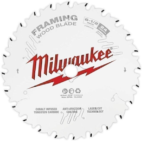 Milwaukee 48-41-0620 6-1/2 24T Framing Circular Saw Blades Bulk 10 pk