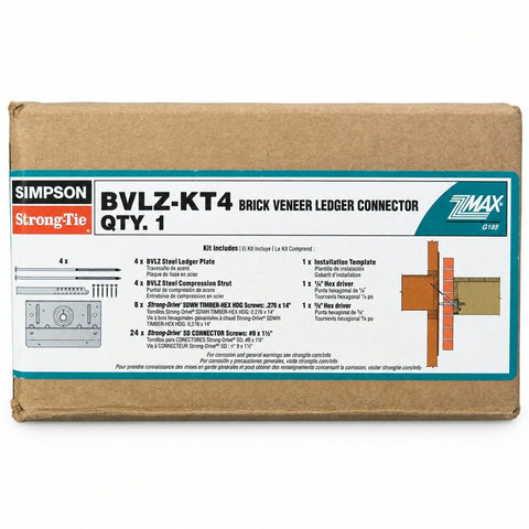 Simpson Strong-Tie BVLZ-KT4 BLVZ Brick Veneer Ledger Connector Kit - ZMAX Galvanized Steel