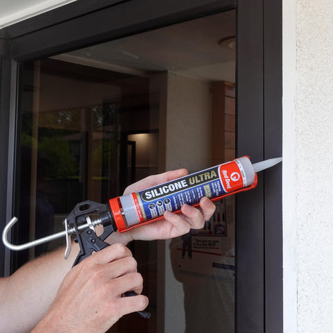 Red Devil 0787 StormGuard 920 100% RTV Silicone Window and Door Sealant, A Water-Resistant Adhesive for Interior and Exterior Use, 10.1 oz. Tube, Clear, 12-Pack