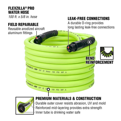 Flexzilla HFZWP5100-E Pro Water Hose 5/8 in 100 ft. Heavy Duty
