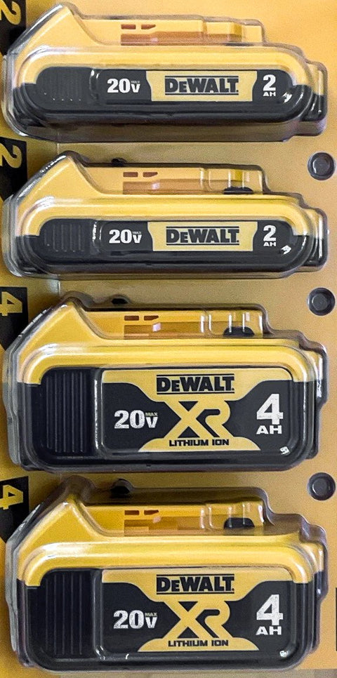 DEWALT 20V MAX Battery, 2 Ah and 4 Ah, 4-Pack, Fuel Gauge LED Charge...