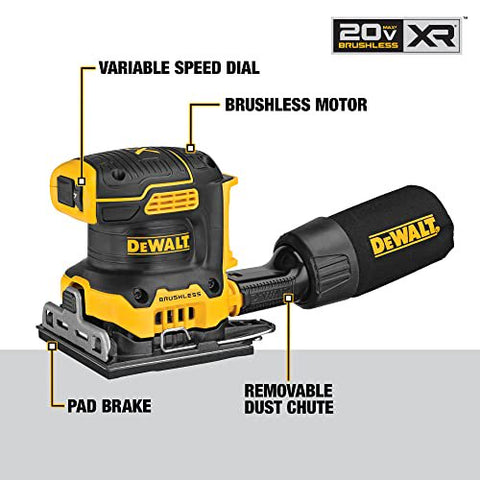 DeWalt DCW200B 20V MAX Brushless 1/4 Sheet Variable Speed Sander 2.0 Ah Battery