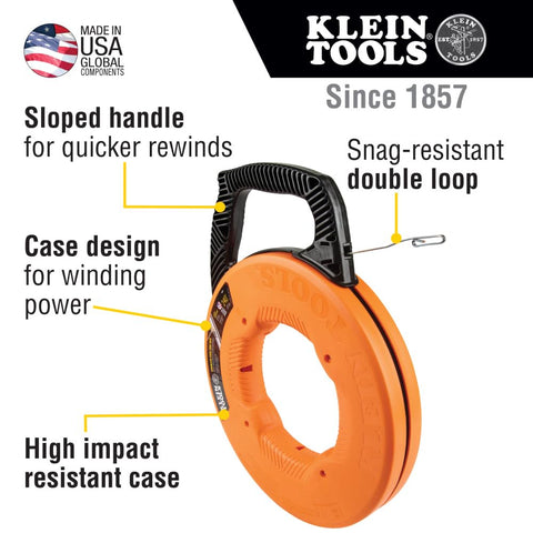 Klein 56341 Stainless Steel Electrical Fish Tape Wire Puller 1/8" x 240 ft