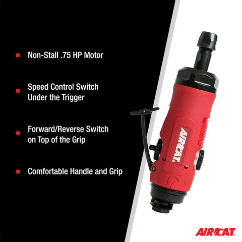AIRCAT 6290 .75 HP Reversible Straight Die Grinder, 20,000 RPM