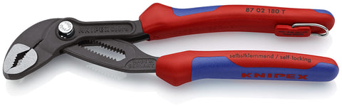 Knipex 8702180TBKA Cobra Water Pump Pliers "7.09" with soft handle and tether...