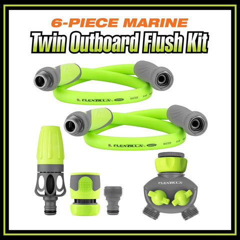 Flexzilla HFZGSK01 Marine Twin Outboard Flush Kit, 6-Piece 5/8 in. x 3/4 in.
