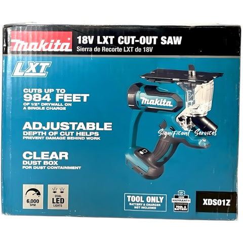 Makita XDS01Z 18V LXT Li-Ion Cordless Cut Out Saw 1-3/16" Drywall Cutting Tool