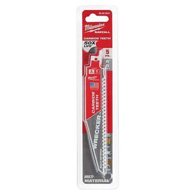 Milwaukee 48 - 00 - 5541 6 in. 6 TPI THE WRECKER w/ Carbide Teeth SAWZALL Blade 5PK - SIGNIFICANTSERVICES.COM