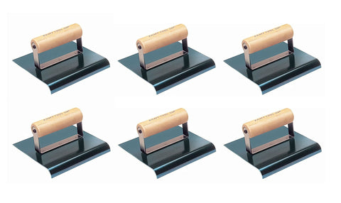 Kraft Tool Co. CF574 6 in. x 4 in. Blue Steel Edger with 1/2 in. Radius and Wood Handle, 6-Pack