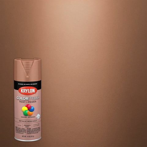 Krylon K05593007 COLORmaxx Spray Paint and Primer for Indoor/Outdoor Use, Metallic Rose Gold