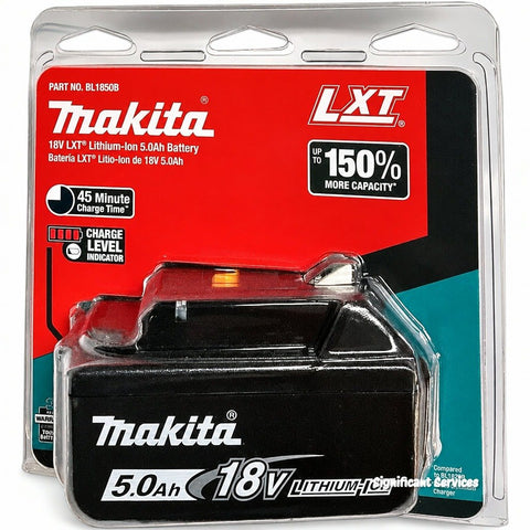 Makita BL1850B 18V LXT Lithium-Ion 5.0Ah Rechargeable Power Tool Battery